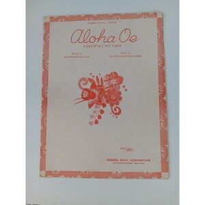 Antique Sheet Music 1925 Aloha Oe Farewell To Thee by H.M. Queen Liliuokalani